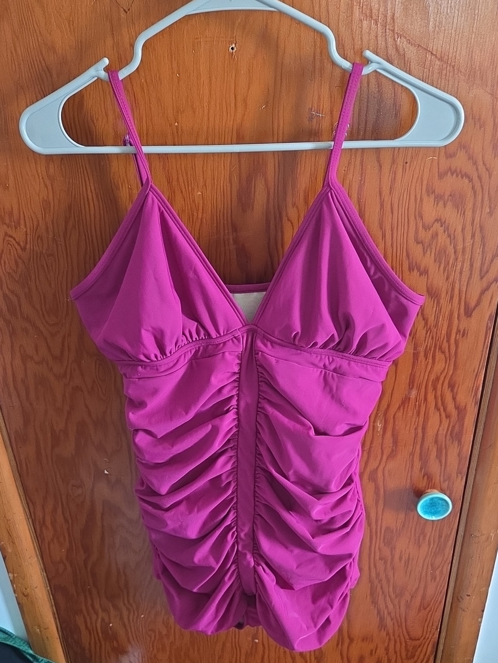 Shape FX Fuchsia Ruched One-Piece Swimsuit SZ 14